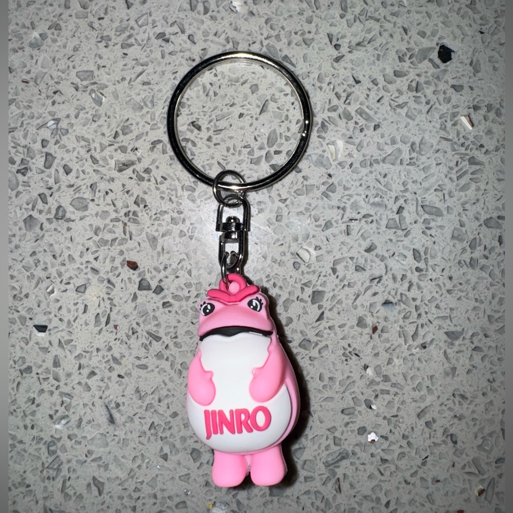 Pink and White Jinro Frog Keychain